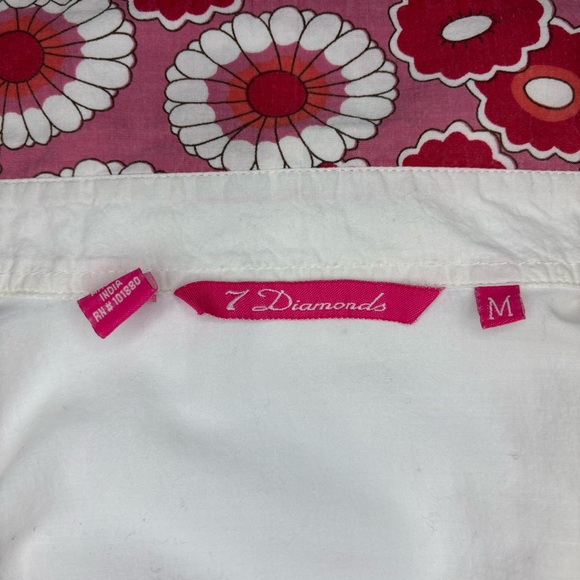 7 Diamonds Button Up Shirt Red White Meduim - Picture 8 of 15